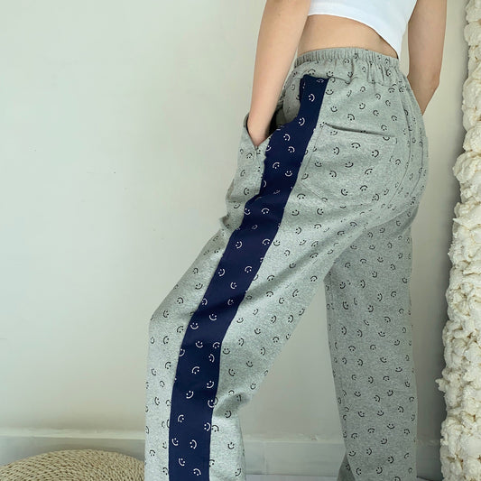 swvws - Smiley Face Split Sweat Pants ~ HANDMADE // Grey