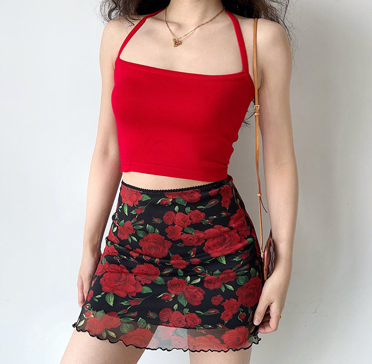 swvws - Vintage Roses Mesh Skirt ~ HANDMADE