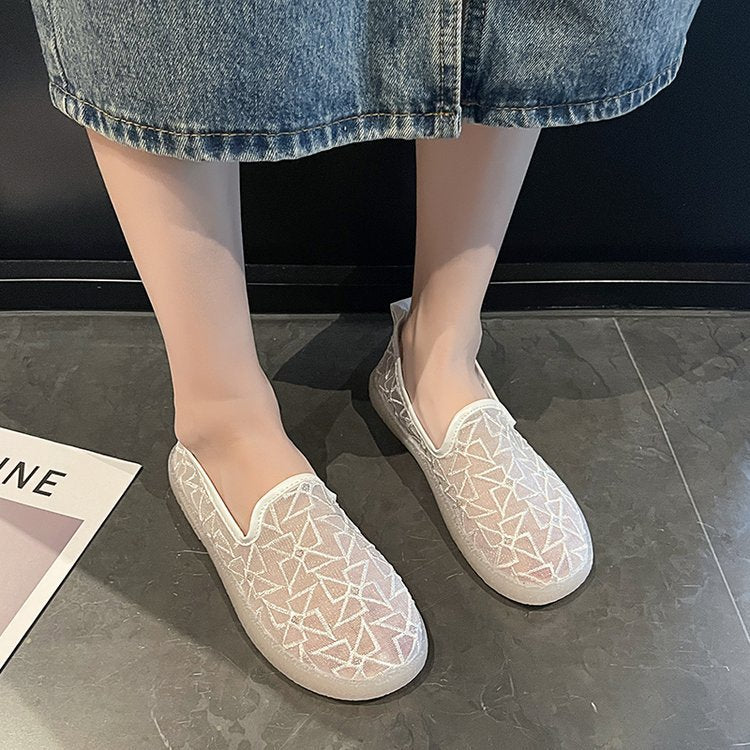 swvws Mesh Fisherman Shoes for Women  Summer New Net Cloth Casual Shoes Women Soft Bottom Slip-on All-Matching Shoes Wholesale