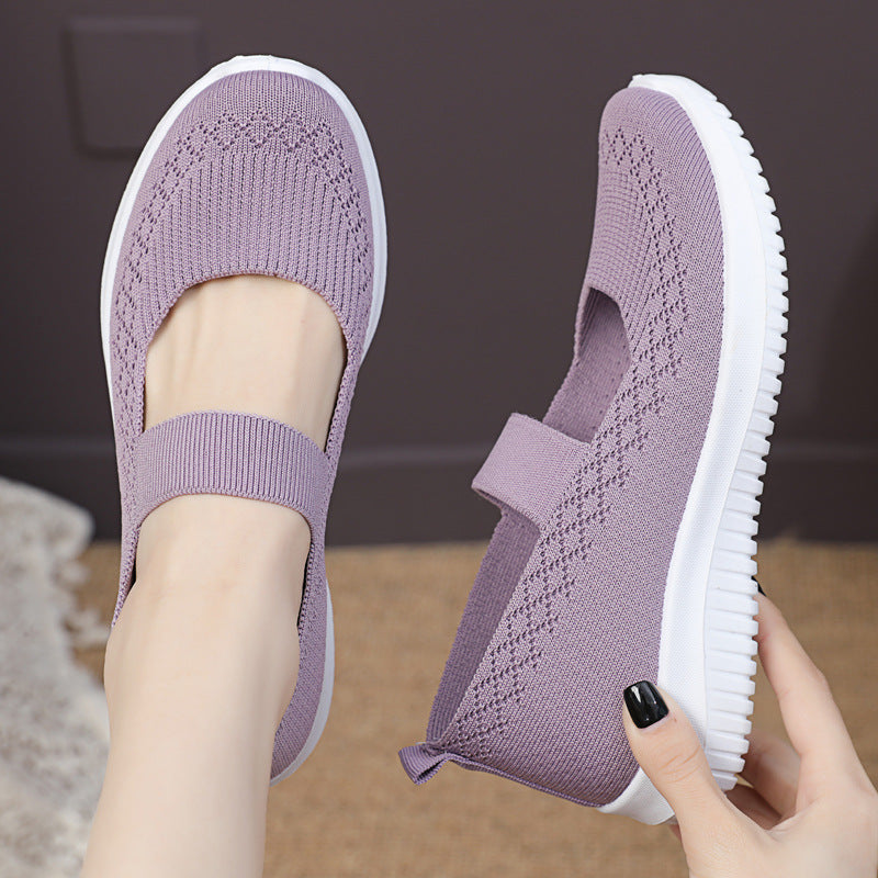 swvws Walking Shoes Women's Spring New Old Beijing Cloth Shoes Elderly Breathable Old Lady Strap Elderly Non-Slip Mom Shoes