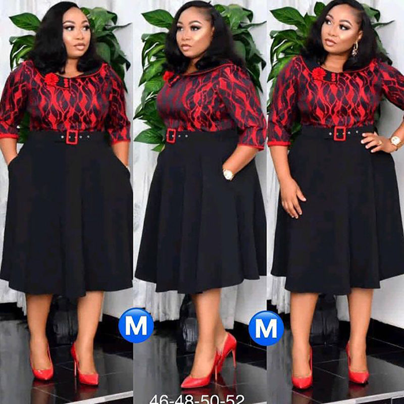 SWVWS Cross-Border  Wish New Source Manufacturers African plus Size Women's Clothing Irregular Swing Dress in Stock