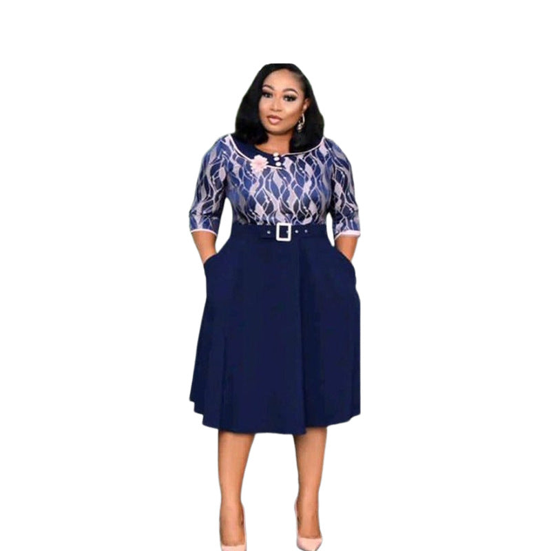 SWVWS Cross-Border  Wish New Source Manufacturers African plus Size Women's Clothing Irregular Swing Dress in Stock