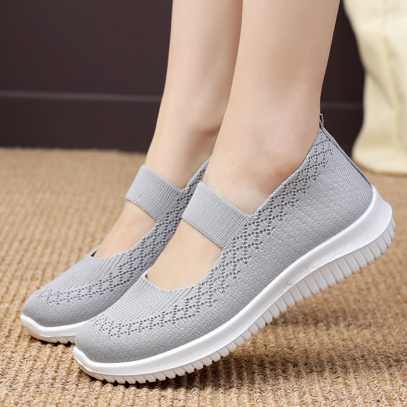 swvws Walking Shoes Women's Spring New Old Beijing Cloth Shoes Elderly Breathable Old Lady Strap Elderly Non-Slip Mom Shoes