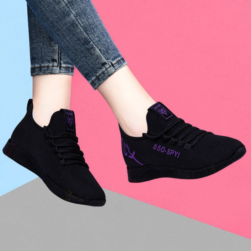 swvws Spring and Summer New Old Beijing Cloth Shoes Women's Sports Korean Style Casual Breathable Running Shoes Mom Shoes Soft Sole Shoes Generation Hair