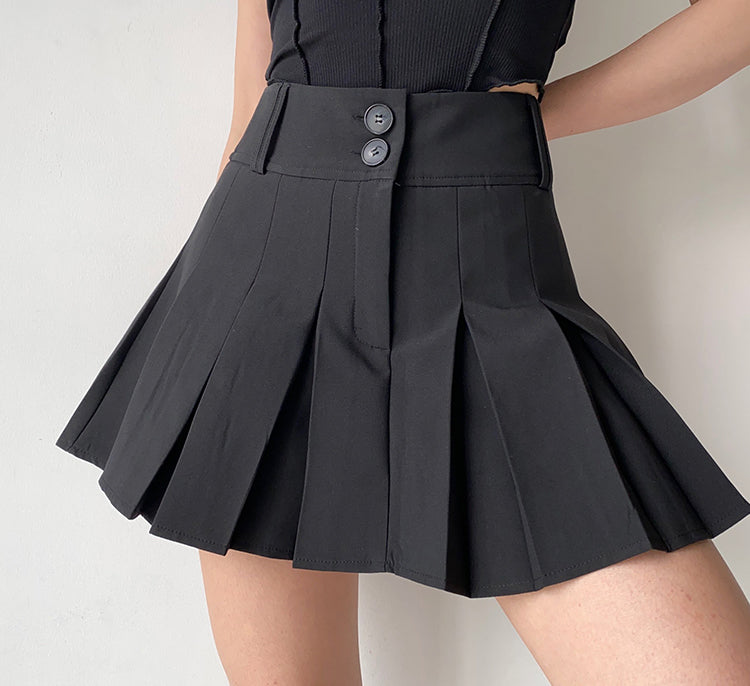 swvws - Campus Drama Button Pleated Skirt