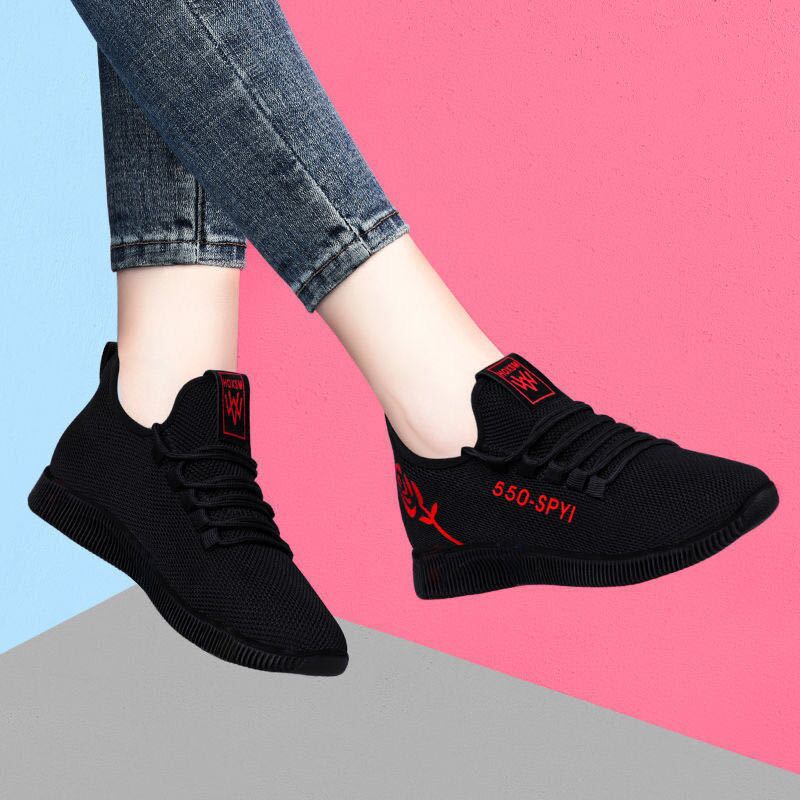 swvws Spring and Summer New Old Beijing Cloth Shoes Women's Sports Korean Style Casual Breathable Running Shoes Mom Shoes Soft Sole Shoes Generation Hair