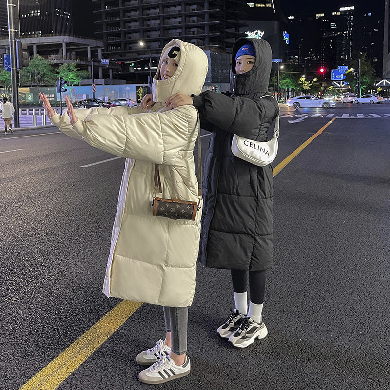 Women's long winter coat 2024 new loose and thickened student down cotton-padded jacket Korean version over the knee cotton-padded jacket tide