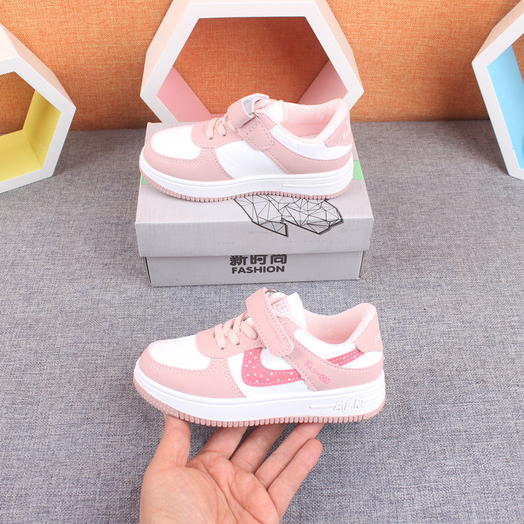 swvws  Children's Low-Top Sneakers Boy Shoes Spring and Autumn Shoes  Spring New White Shoes Girls Leather Surface Sneakers Tide