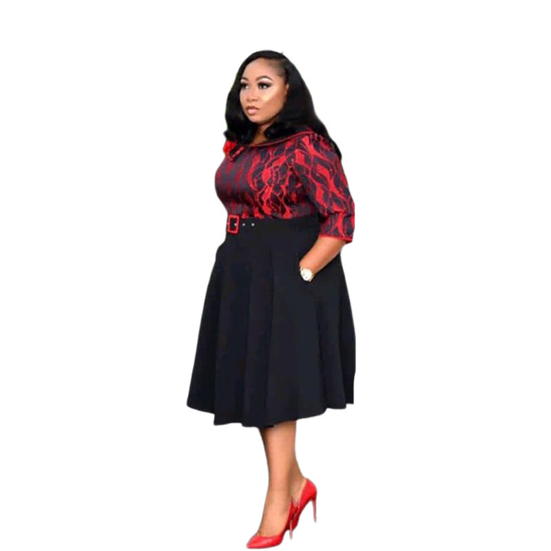 SWVWS Cross-Border  Wish New Source Manufacturers African plus Size Women's Clothing Irregular Swing Dress in Stock