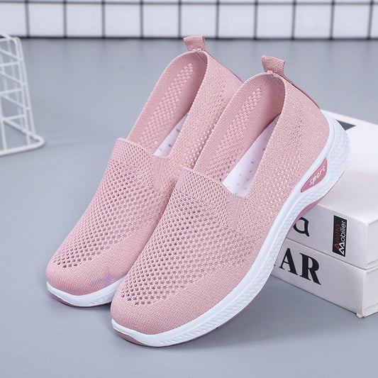 swvws Old Beijing Cloth Shoes Women's Summer Mesh Breathable One Pedal Middle-Aged and Elderly Mom Shoes Shallow Mouth Soft Bottom Women's Casual Shoes