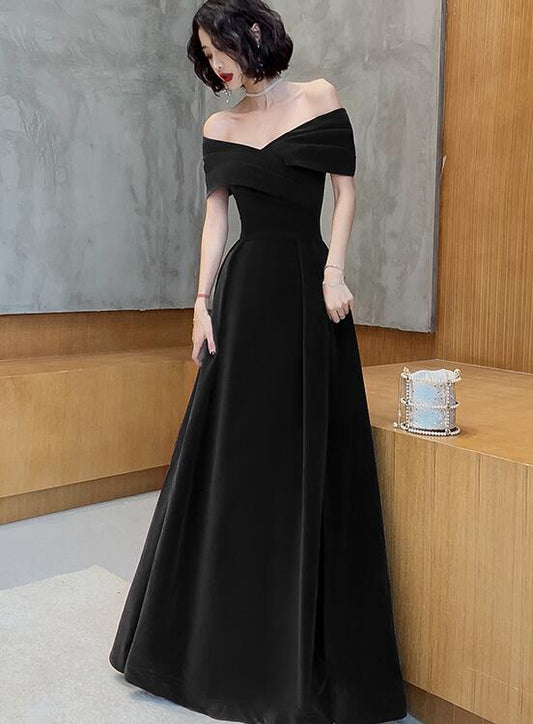 Tmallworld Off Shoulder Velvet Floor Length Sweetheart Evening Dress, A-line Long Prom Dress