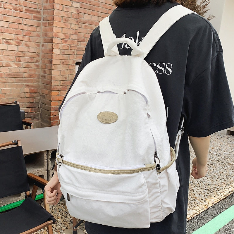 swvws Ladies Male Vintage Green Canvas College Backpack Fashion Female Laptop Girl Travel Boy Leisure Retro Book Men Women School Bags