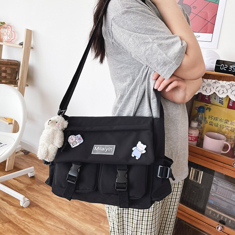 swvws  New Student Fashion Bag Women Nylon Bag Crossbody Bags For Women Multipockets Messenger Bag Book Bags School Bags Shoulder Bag