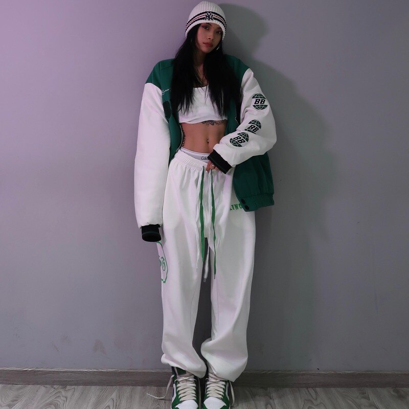 swvws Y2K Hippie White Jogging Sweatpants Women Oversize  Joggers Sports Pants High Waist Harajuku Loose Trousers For Female