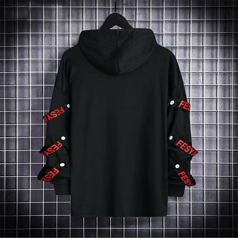 swvws Back To School  Autumn Men's Hoodie Sweatshirt Casual Black Hoodies Tops Hip Hop Harajuku Patchwork Japanese Streetwear Men