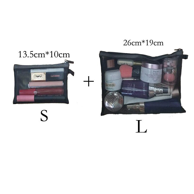 swvws  Mini Mesh Cosmetic Bag Women Portable Lipstick Bag Makeup Bag One Set Makeup Pouch Toiletry Bag Necessarie Feminina Kosmetyczka