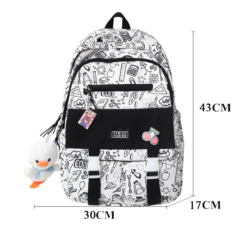 BACK TO COLLEGE  Fashion Waterproof Graffiti Backpack for Teens Student Bookbag Girl Shoolbag Travel Women Mochila College Laptop Bag