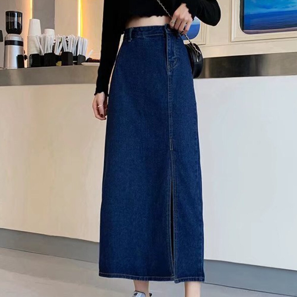 swvws Denim Skirt   Woman Jeans Skirt Wide Leg Denim Clothing Blue Jeans Vintage Quality  Fashion Straight Pants