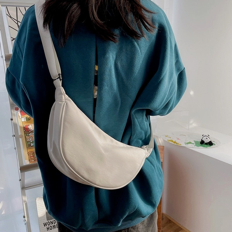 swvws  nylon messenger bag women's new trendy dumpling bag lightweight small shoulder bag armpit bag simple shoulder canvas bag