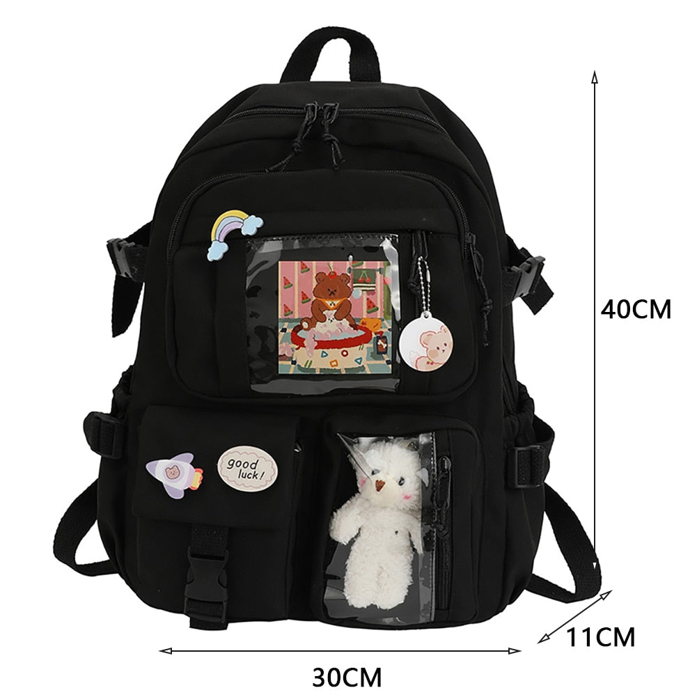 swvws  Girls Aesthetic Backpack Cute School Bags For Student Teens Girls Pockets Kawaii Women Laptop Backpack Harajuku Mochila