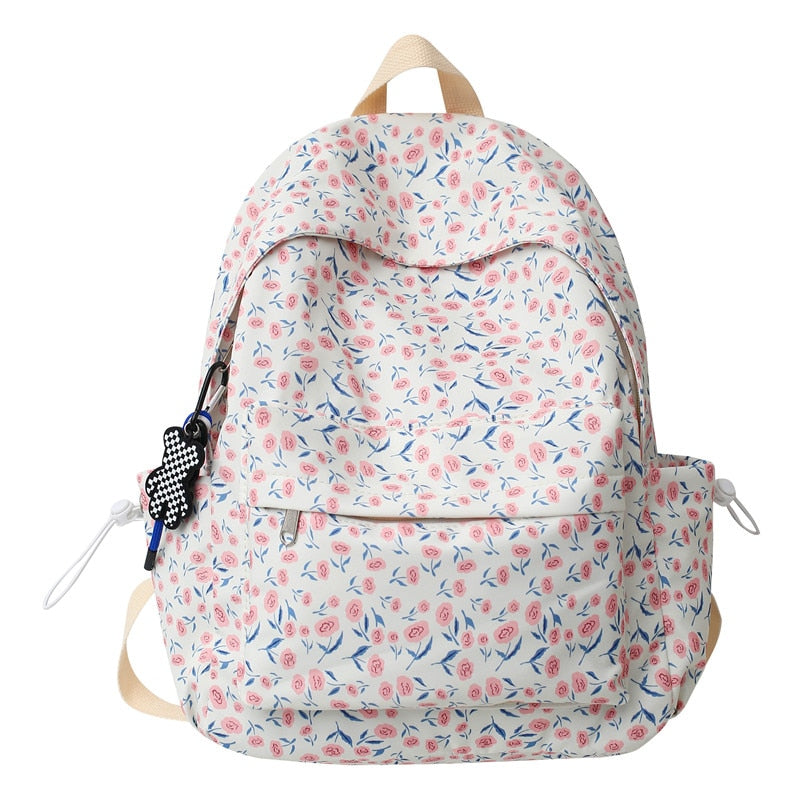 swvws Female Floral Laptop Student Bag Lady Cute Book Backpack Trendy Girl Kawaii Travel Backpack Fashion College Women School Bag New