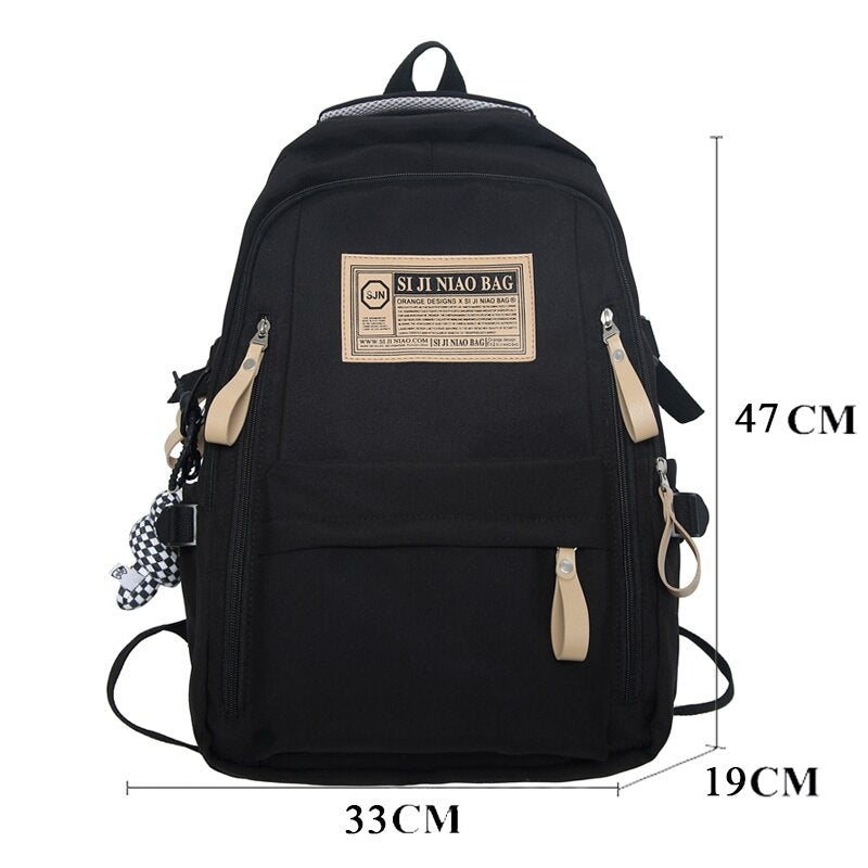 BACK TO COLLEGE   Fashion Solid Waterproof Mochila High School Large Bookbag for Boys Girls Schoolbag Women Shoulder Rucksack Black Men