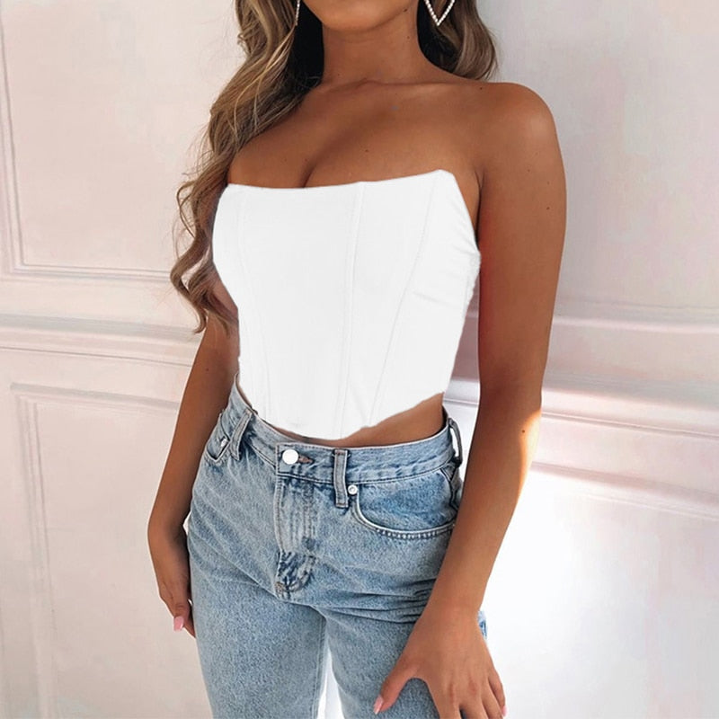 swvws  Patchwork Sexy Bustier Corset Crop Top Women Sleeveless Off Shoulder Purple Satin Bandage Tank Top Summer Club ASVE82591