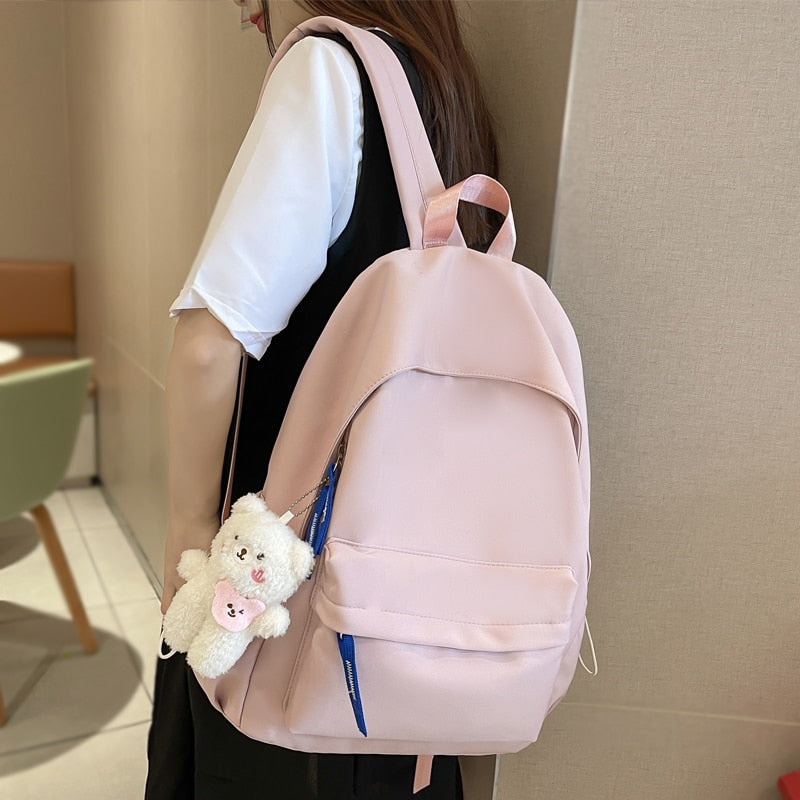 swvws  Women Mochila Fashion Cute Girls Bookbag for Schoolbag Summer Teens Student Backpack Laptop Rucksack Solid Travel Bag