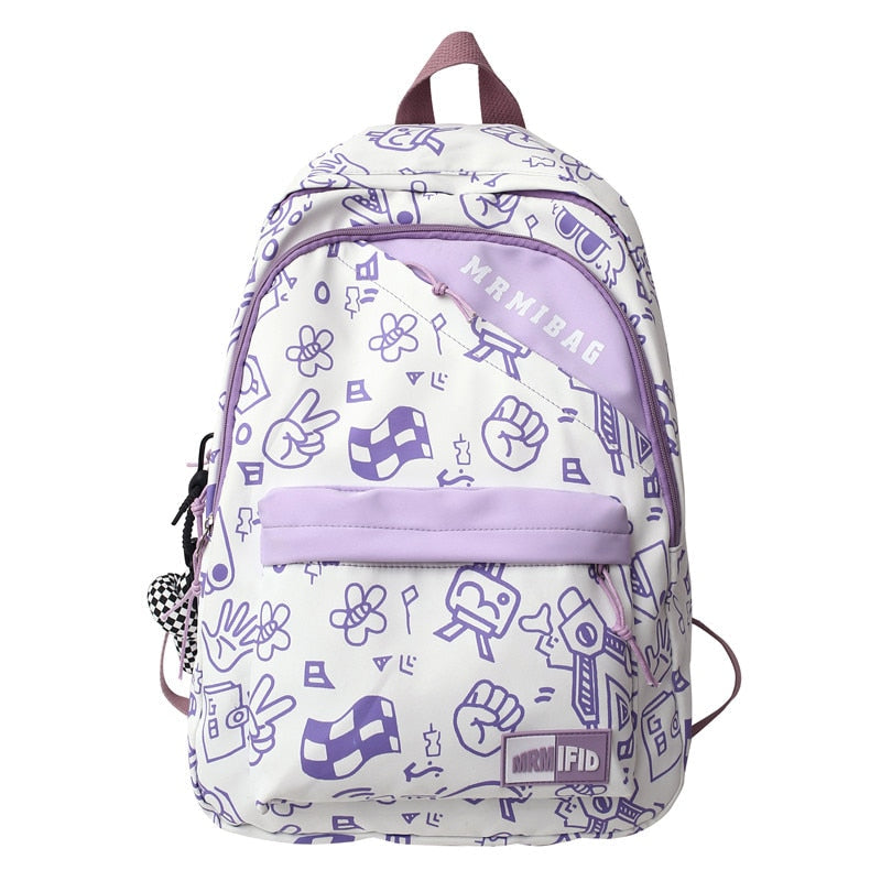 swvws New Fashion Girl Graffiti Design Bookbag for Teens Backpack Colleg Cute Schoolbag Laptop Rucksack Women Mochila Travel Bag