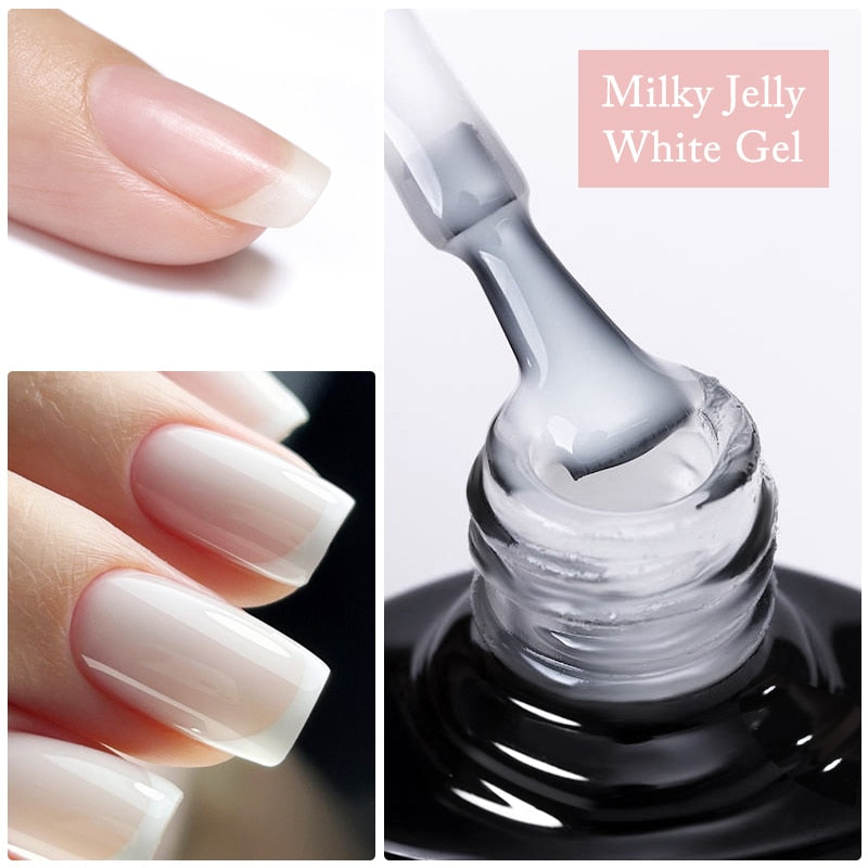 swvws  7.5Ml Milky Jelly White Gel Nail Polish Nails Clear Pink Extend Nail Tips Soak Off Led UV Gel Varnish