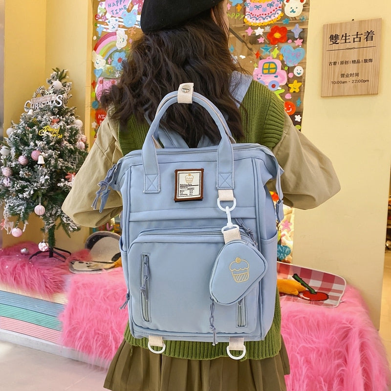 swvws Double Zipper Multifunction Women Backpack School Bags Teenage Girls Student Shoulder Bag Laptop Backpack Cute Mochila