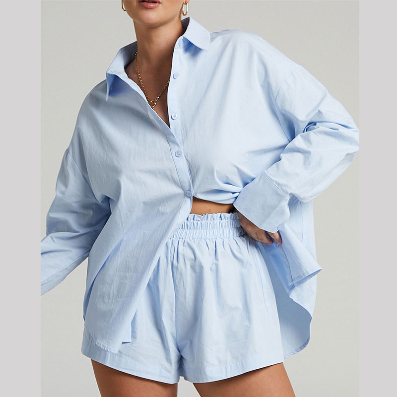 swvws Back To School Women Casual Tracksuit Shorts Set Summer Long Sleeve Shirt Tops And Mini Drawstring Shorts Suit Lounge Wear Two Piece Set