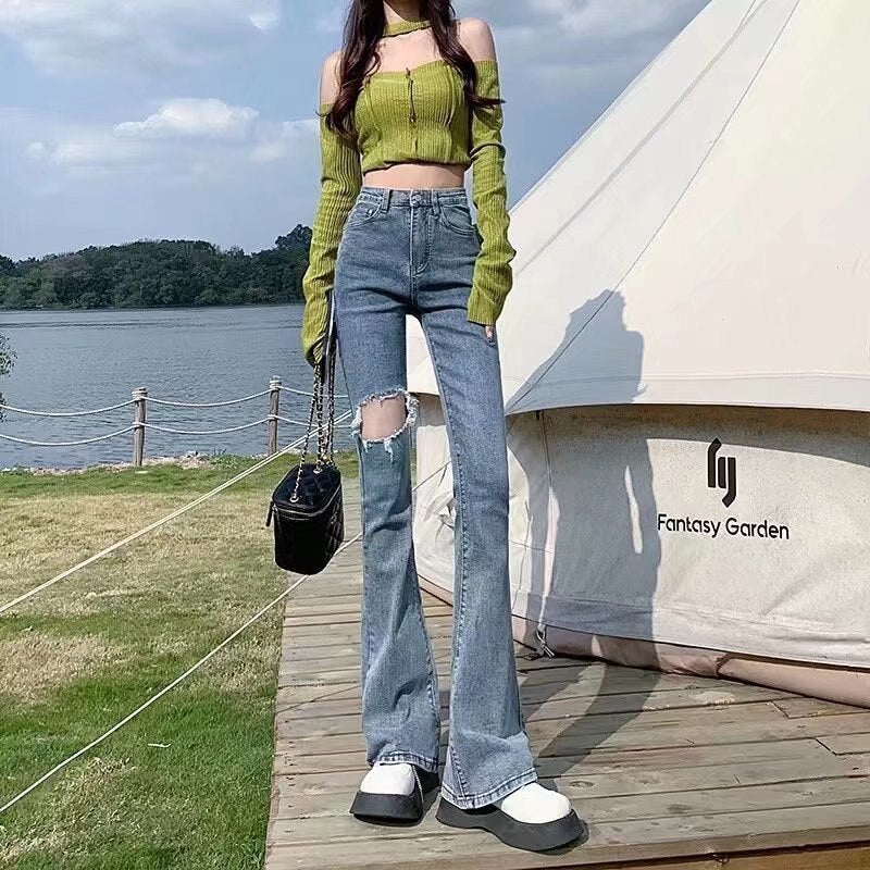 swvws Women Pant Woman Jeans High Waist Denim Pants Wide Leg Denim Clothing Blue Jeans Vintage Quality  Fashion Straight Pants