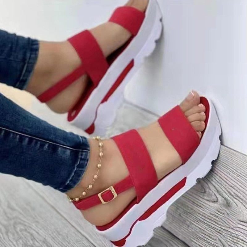 swvws Women Sandals Platform Heels Sandalias Mujer  Summer Sandals Wedges Shoes For Women Medium Heel Shoes Luxury Sandals Female