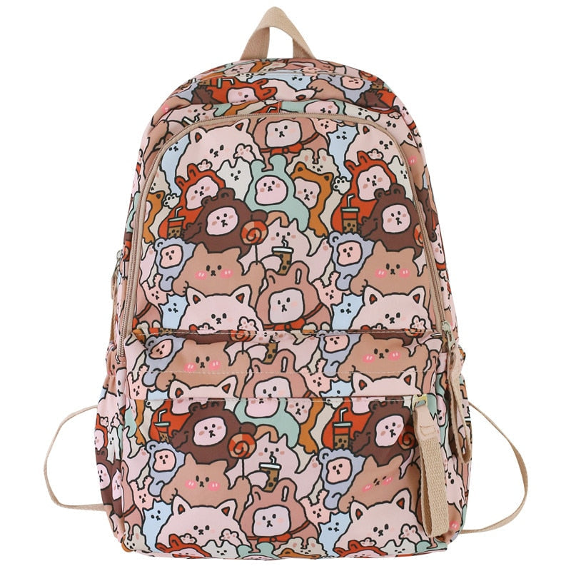 swvws Lady Graffiti Travel College Bag Girl Cartoon Print Laptop Backpack Trendy Women Cute Schoolbag Female Nylon Book Packet Fashion