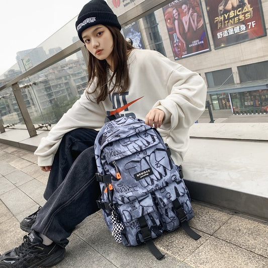 swvws Cool Graffiti Large-capacity Backpack Women Man Waterproof School Bags for Teenagers Geometric Travel Backpack Ladies Bookbags