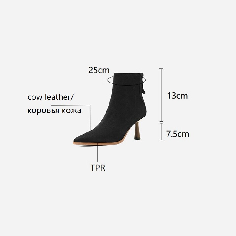 swvws Autumn Boots    NEW Fall Shoes Women Pointed Toe High Heel Shoes Genuine Leather Shoes Thin Heel Ankle Boots for Women Zipper Modern Boots