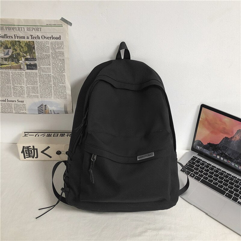 Back to school  Fashion Teens Bookbag Simple Women Rucksack Travel Bag Mochila High School Schoolbag for Girls Boys Black Backpack