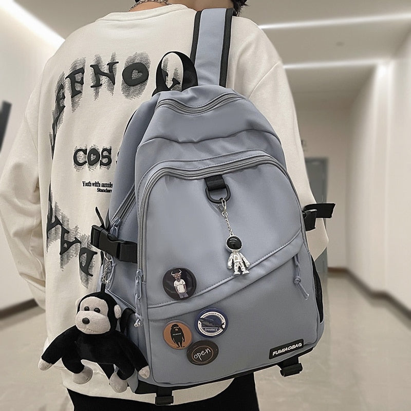 swvws Cool Trendy Ladies Male Badge Bag Men Women Travel Net School Backpack Girl Boy Mesh Student Backpack Female College Bag Fashion