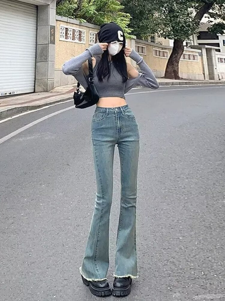 swvws Women Pant Woman Jeans High Waist Denim Pants Wide Leg Denim Clothing Blue Jeans Vintage Quality  Fashion Straight Pants