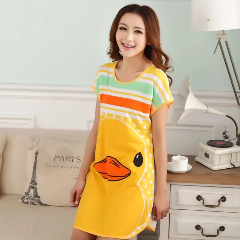 swvws Cartoon Nightdress Women's Summer New Short-Sleeved Nightdress Pregnant Pajamas Women Sleepwear Sexy Nightgown