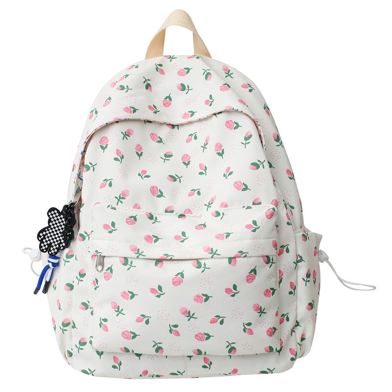 swvws Female Floral Laptop Student Bag Lady Cute Book Backpack Trendy Girl Kawaii Travel Backpack Fashion College Women School Bag New