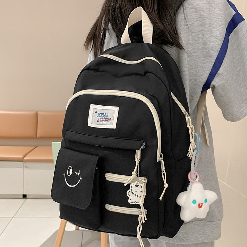 swvws Women Waterproof Trendy School Bag Female Cute Laptop College Backpack Girl Travel Book Backpack Fashion Lady Nylon Student Bags