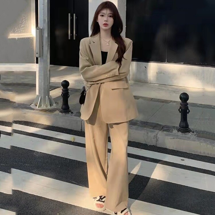 swvws Spring Autumn Women's Blazer Suit Office Ladies Elegant Solid Pantsuit Female Casual Work Wear 2 Piece Set Clothes