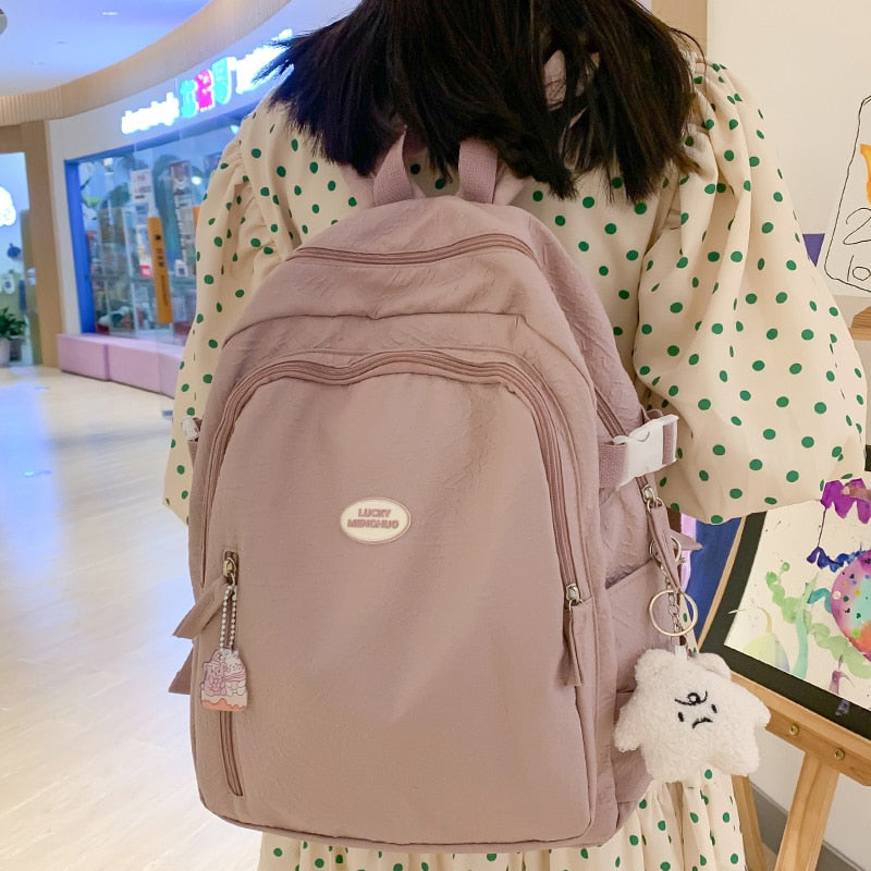 swvws Trendy Women Yellow Laptop School Bag Girl Travel Kawaii Book Backpack Fashion Lady Leisure Bag Female Cute College Backpack New