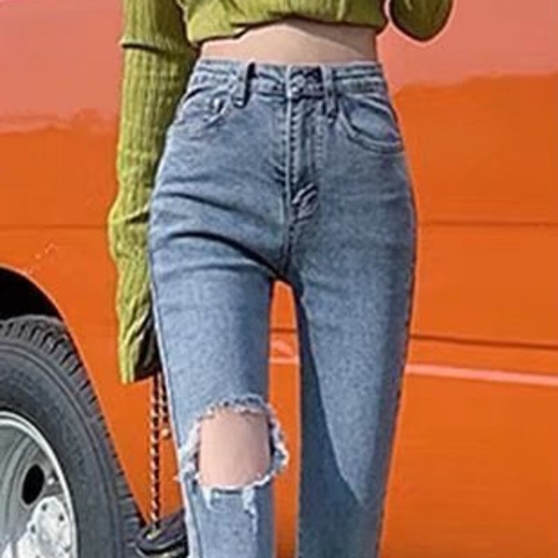 swvws Women Pant Woman Jeans High Waist Denim Pants Wide Leg Denim Clothing Blue Jeans Vintage Quality  Fashion Straight Pants