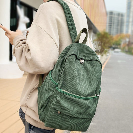 swvws Fashion Ladies Male Corduroy Vintage College Backpack Girl Boy Travel Leisure Retro Book Bag Female Laptop Men Women School Bags