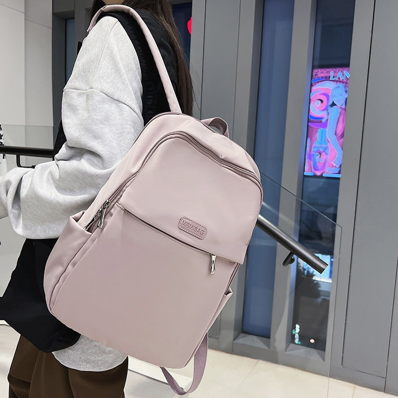 swvws Female Pack Nylon Women Laptop Backpack Fashion Bagpack Shoulder Back Bag Preppy Style Solid Color Backpacks for Girls Bookbag