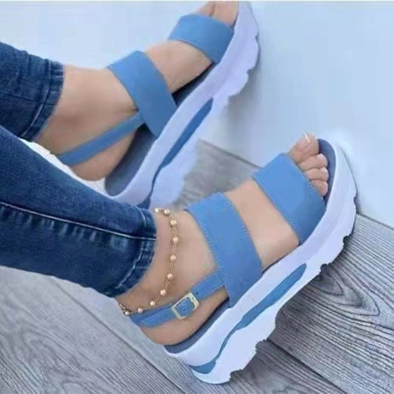 swvws Women Sandals Platform Heels Sandalias Mujer  Summer Sandals Wedges Shoes For Women Medium Heel Shoes Luxury Sandals Female