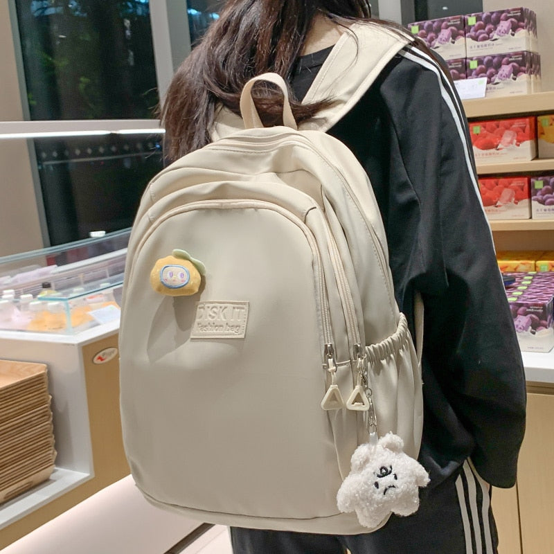 swvws Girl Kawaii Green Laptop Backpack Trendy Women Cute Leisure Schoolbag Female Nylon Book Bag Fashion Ladies Travel College Packet